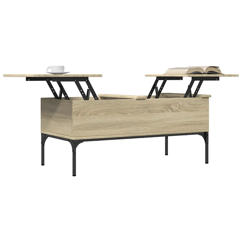 Tavolino Rovere Sonoma 100x50x45 cm Legno Multistrato e Metallo 845412