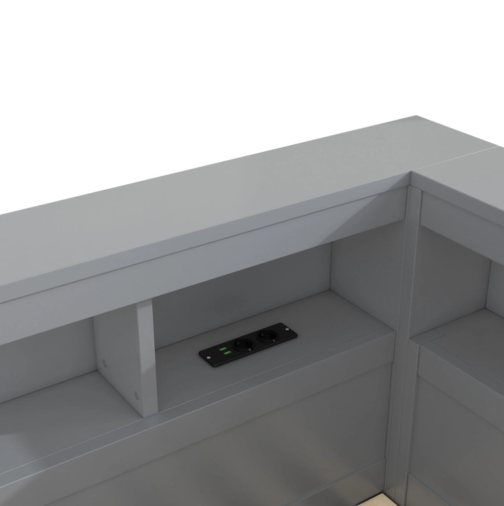 Letto da giorno 140x200 cm con vani portaoggetti; prese USB; truciolare e MDF; grigio