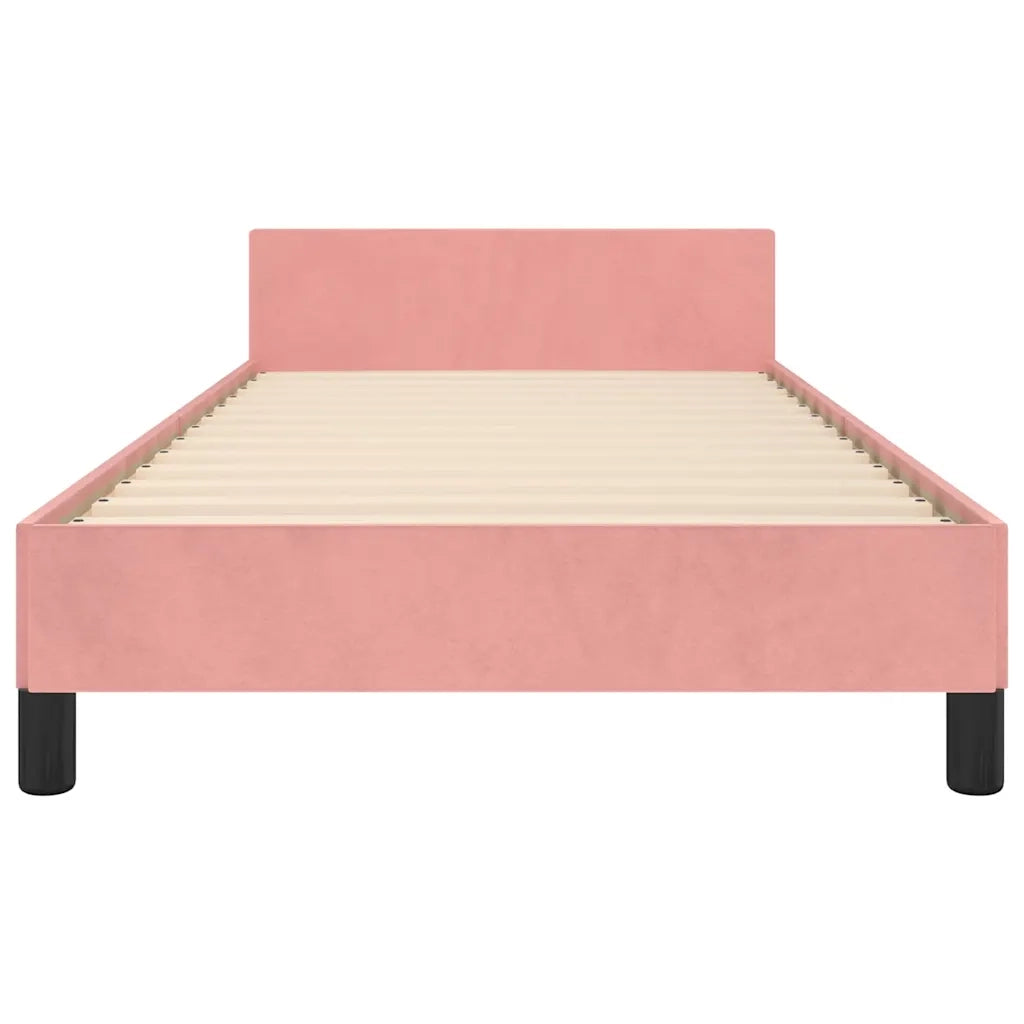 Giroletto con Testiera-Letto con Testiera senza Materasso Rosa 90x190 cm Velluto