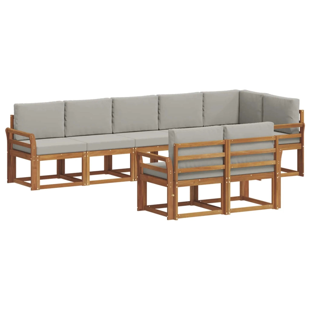 Set di divani da esterno 8 pcs Grigio Naturale e Chiaro