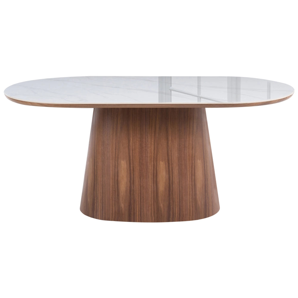 Tavolo da pranzo ovale 180 x 90 cm Gamba in legno MDF impiallacciato frassino Finitura stile moderno