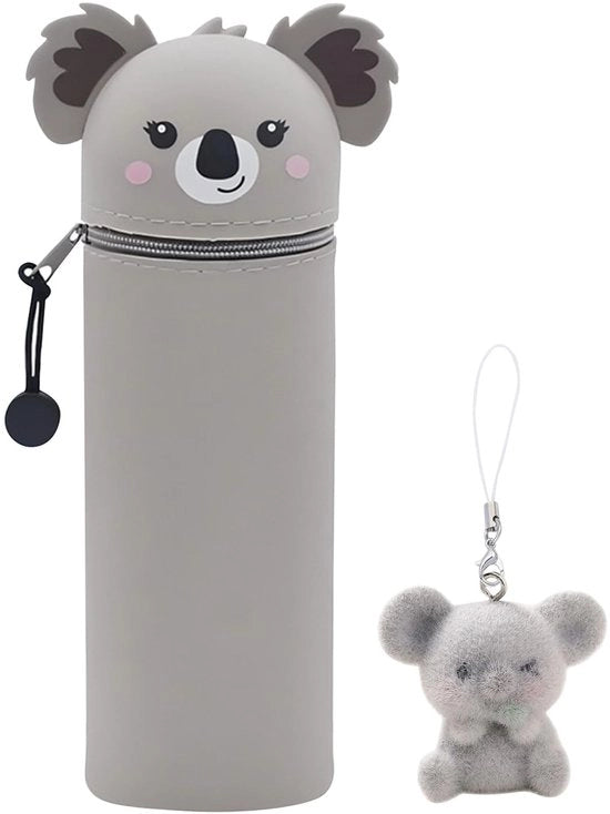Etui 2 in 1 per Pennen con Motivo di Animali - Capacità per 15 Pennelli - Chiusura a Ritaglio - Penna Tenera con Silicone - Otre per Pennarelli con Rilascio Soft