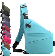 Borsa antitrasgressione in nylon unisex, leggera, facile da utilizzare e con grande capacità, adatta per viaggi e spostamenti quotidiani. Linkerschouder - Cielo blu.