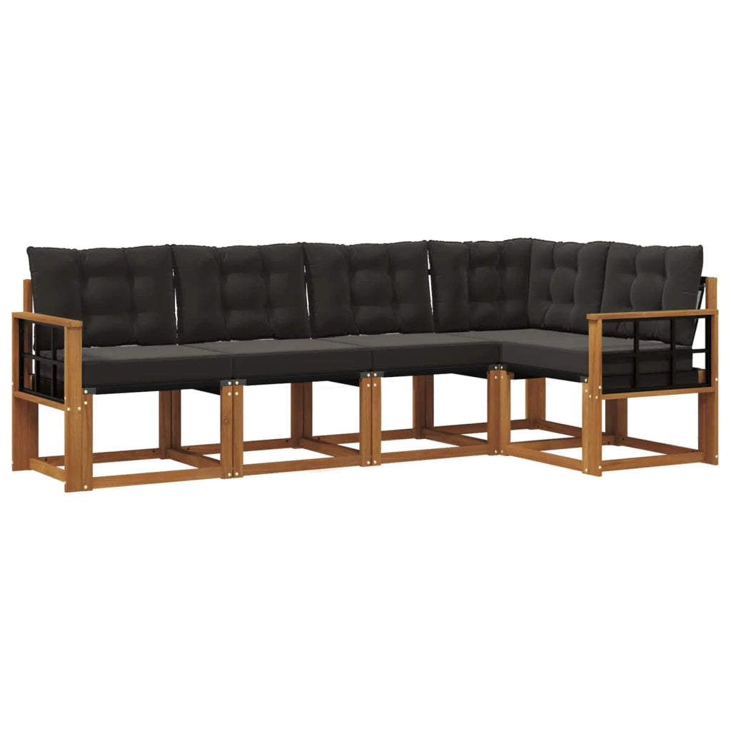 Set di divani da esterno con cuscino 5 pcs Naturale e Nero 3368671