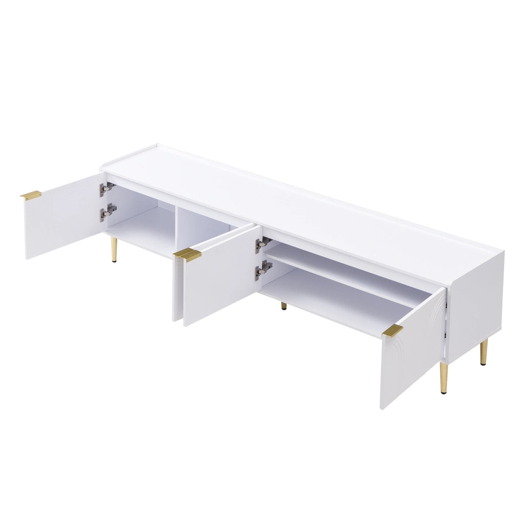 MOBILE TV 170x35x47,5 cm Bianco MDF con dettagli dorati
