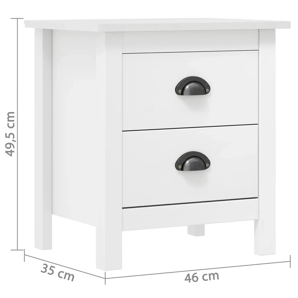 Comodini Hill Bianchi 2 pz 46x35x49,5 cm Legno Massello di Pino cod mxl 38756
