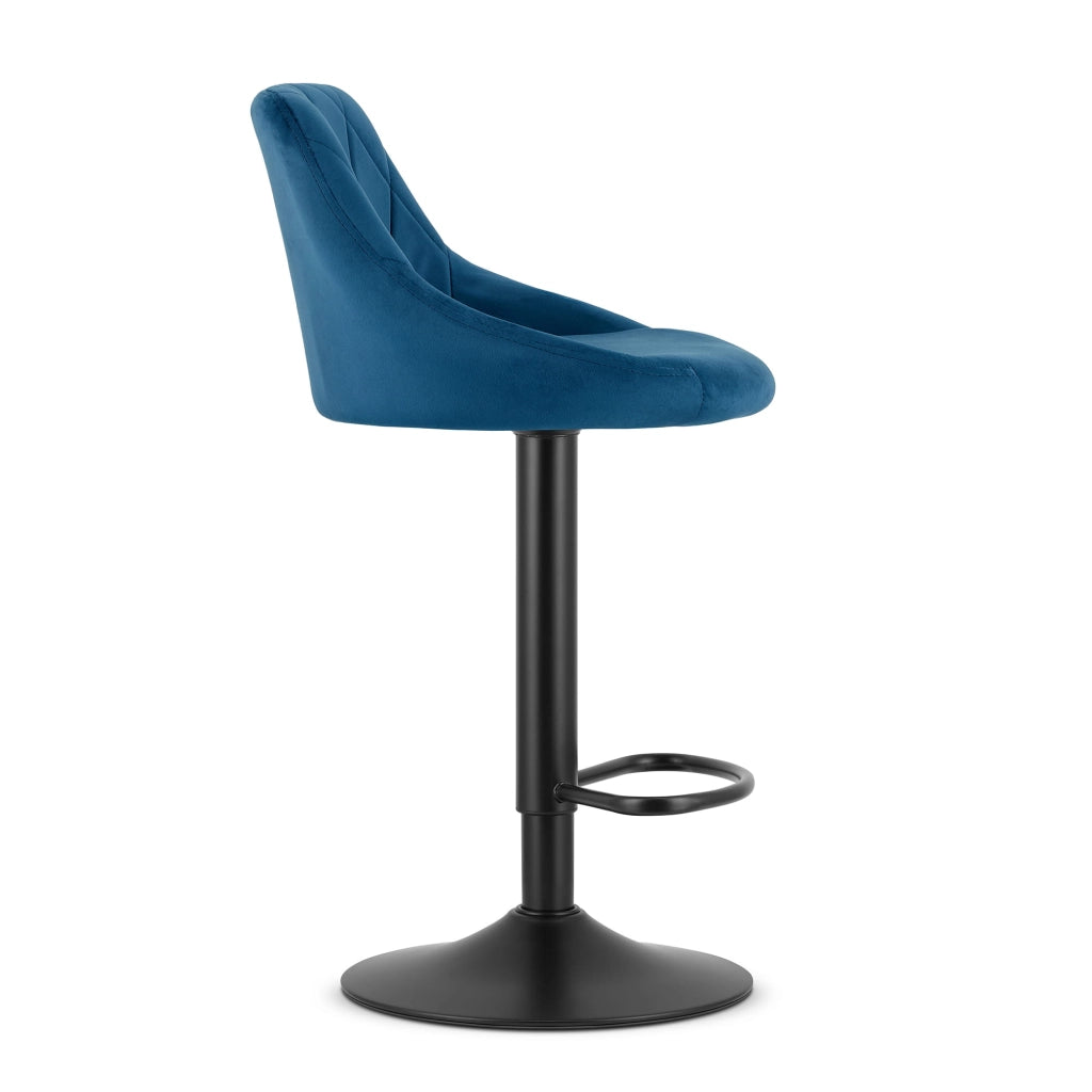 Sgabello girevole Valora DAKA in velluto blu navy con base nera