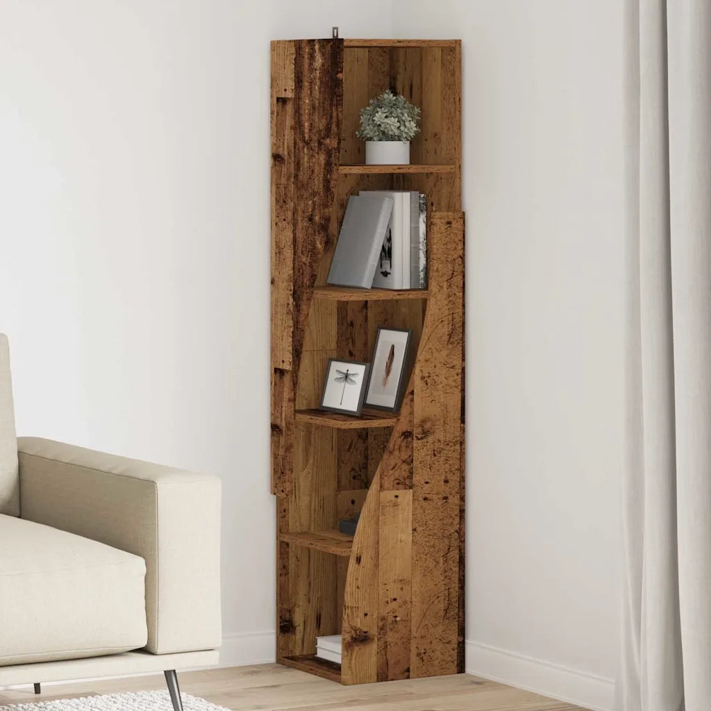 Mobile angolare Legno vecchio 32x32x140cm Legno multistrato 889883