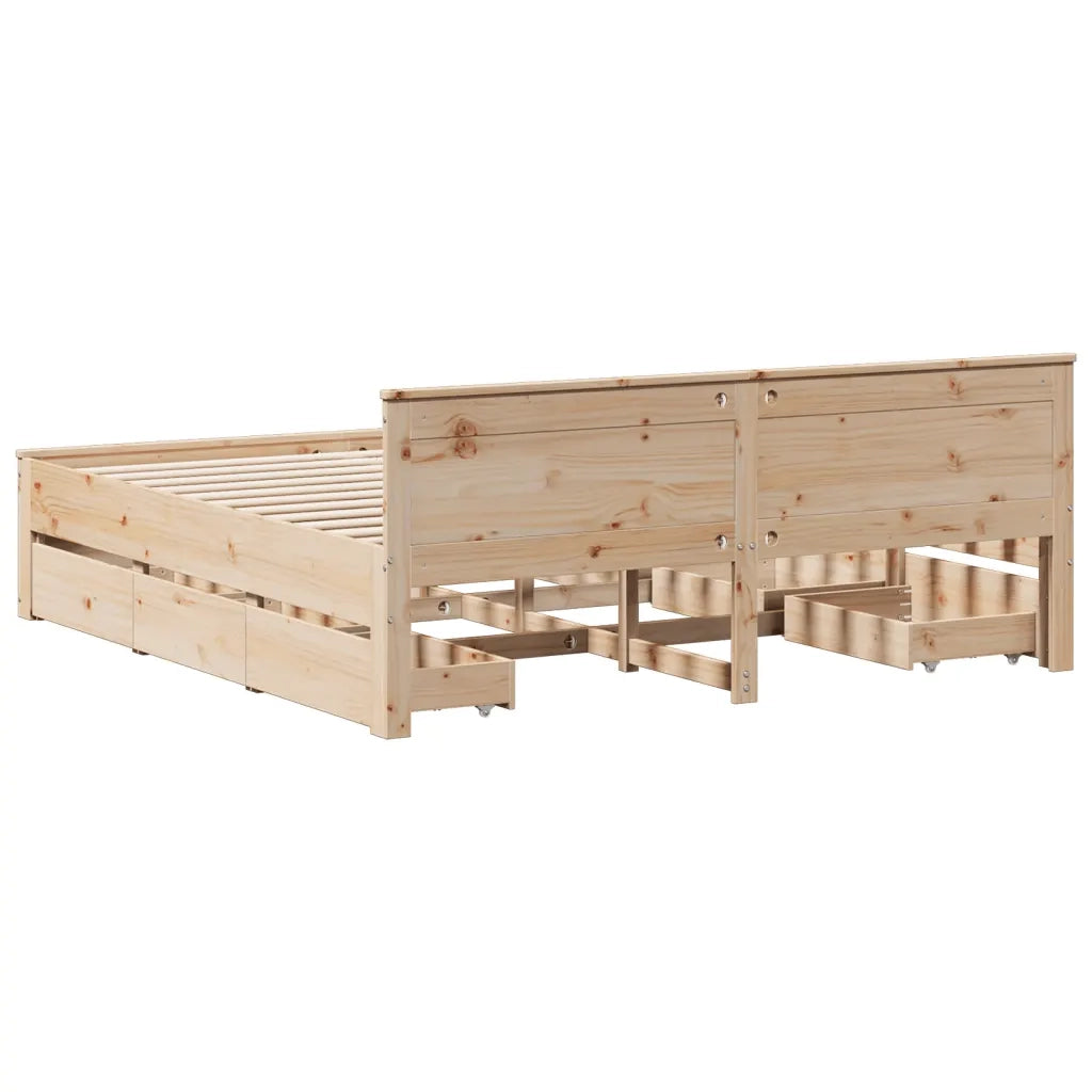 Giroletto senza Materasso con Testiera 200x200 cm Massello Pino 3308753