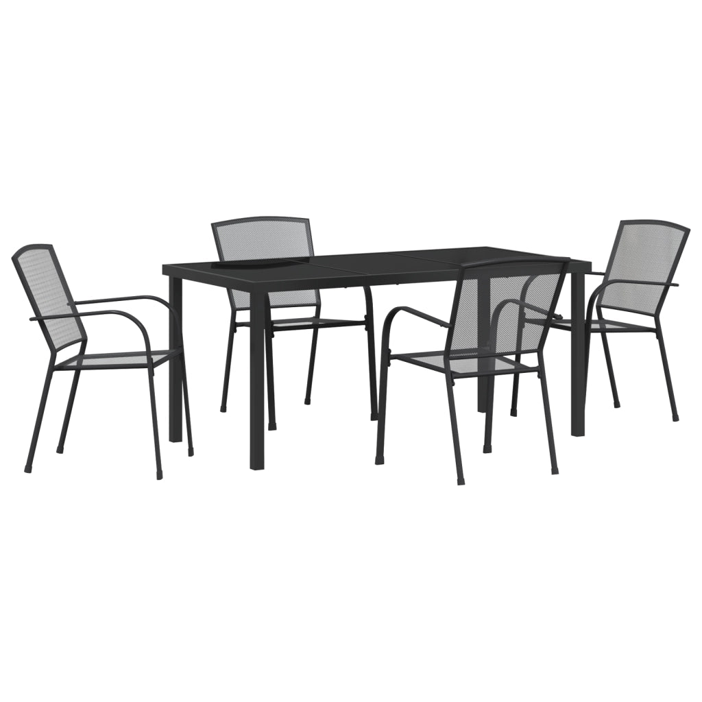 Set da Pranzo da Giardino 5 Pezzi in Acciaio Antracite