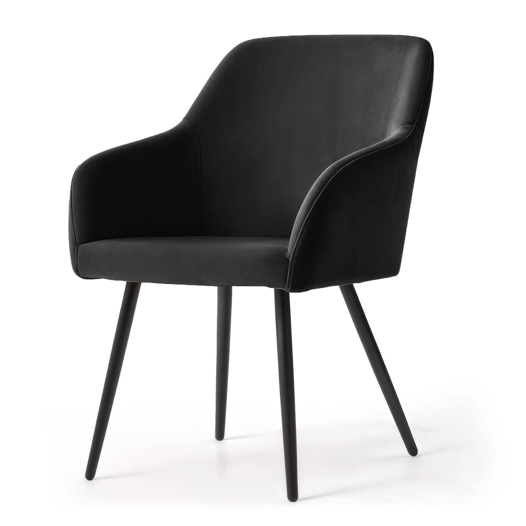 Set di 2 Sedie in velluto liscio ESTELLE Nero gambe nere