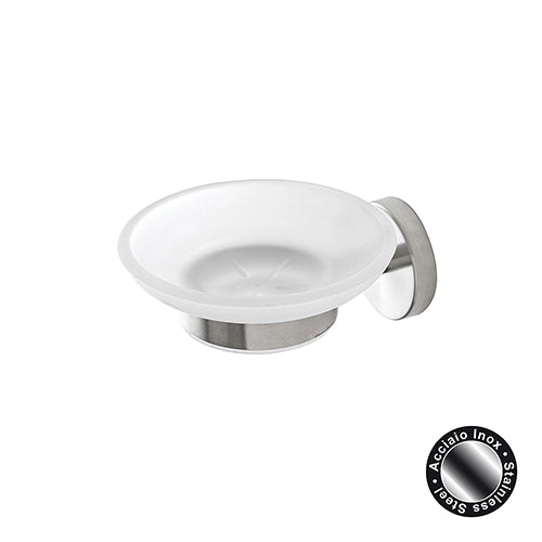 Porta sapone da parete in acciaio inox satinato e vetro satinato Linea City Feridras