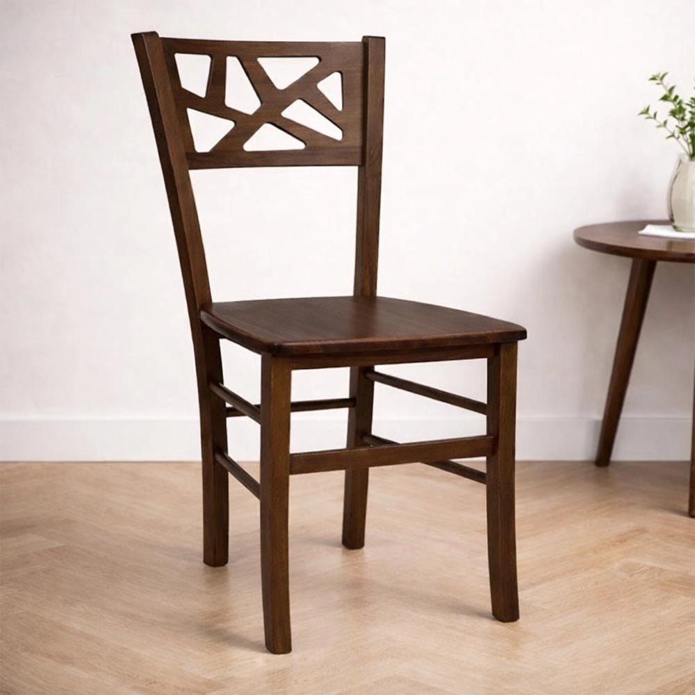Sedie sala da pranzo Sissy set da 2 in legno noce scuro con seduta in massello
