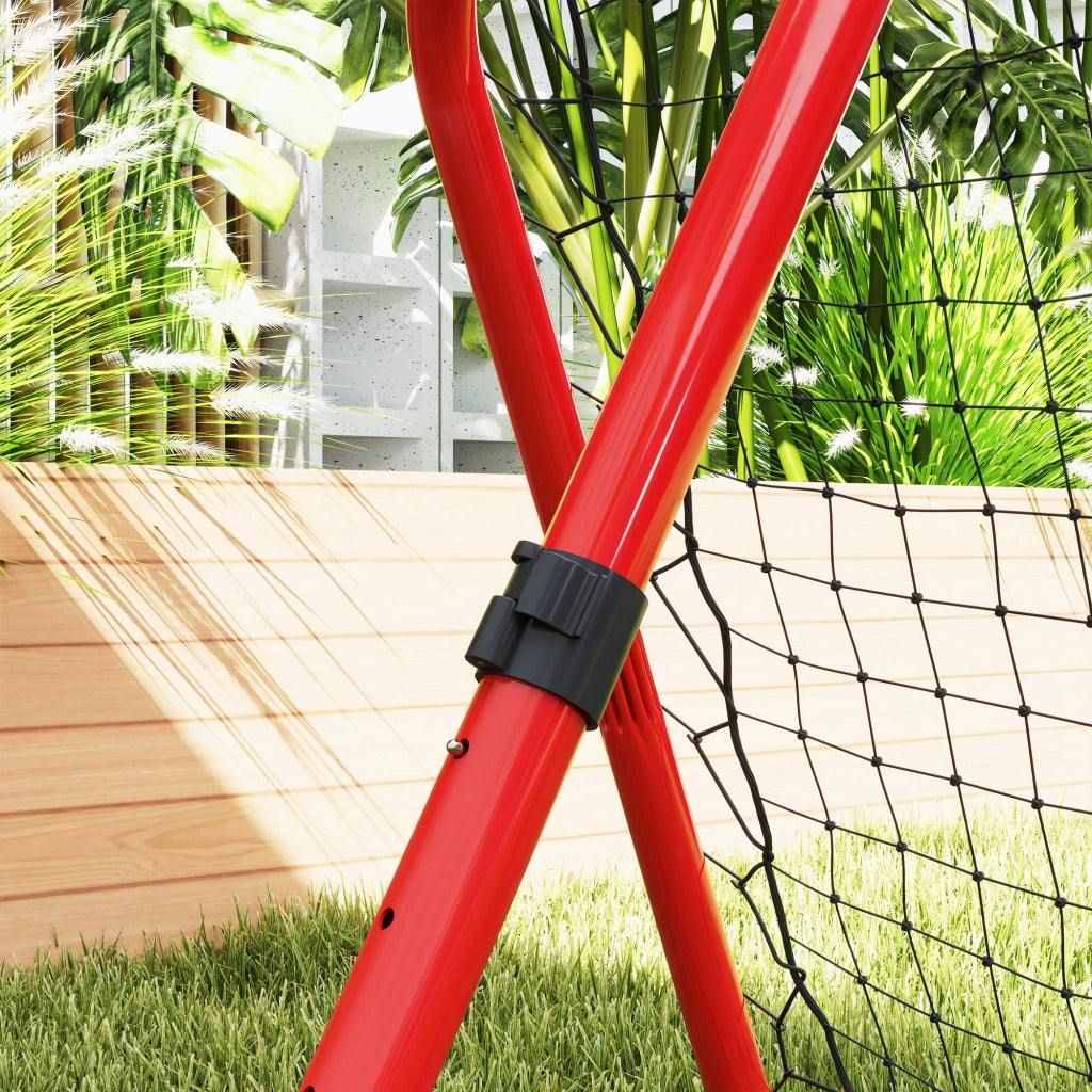 Rete da calcio rimbalzante, ribaltabile, regolabile in 5 posizioni ¨C Zephmum ¨C Rosso, metallo, 78x84x65-78 cm