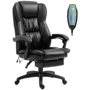 Sedia da Ufficio ad Altezza Regolabile con 6 Punti Massaggianti 68,5x68,5x113-121 cm in Finta Pelle Nera