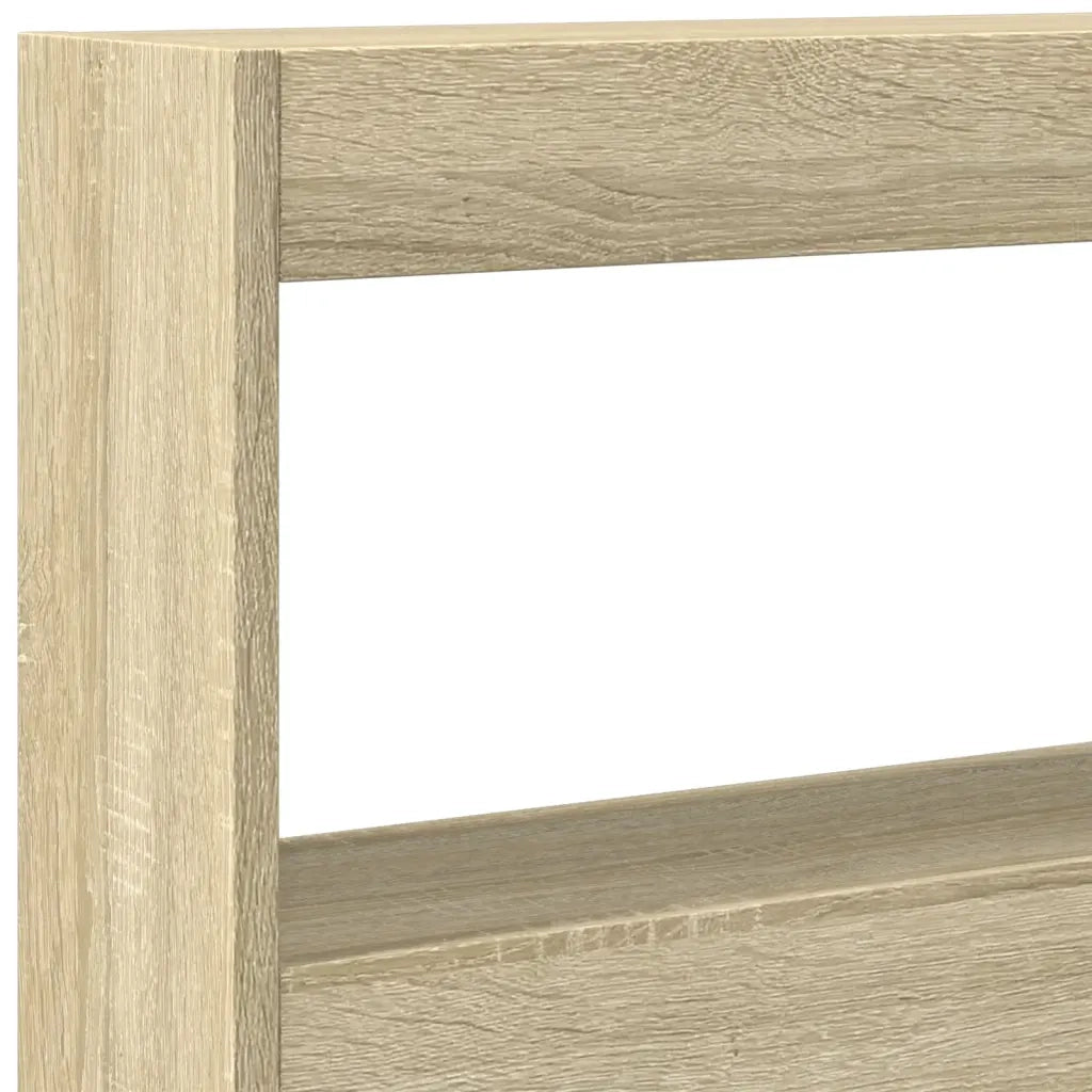 Testiera con Contenitore a LED-Testiera con Ripiani Rovere Sonoma 200x17x102 cm
