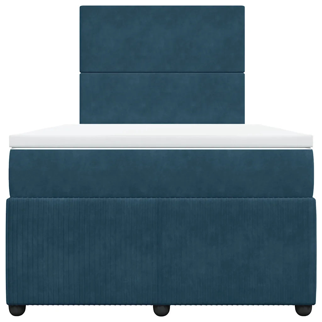 Giroletto a Molle con Materasso Blu Scuro 120x200 cm in Velluto