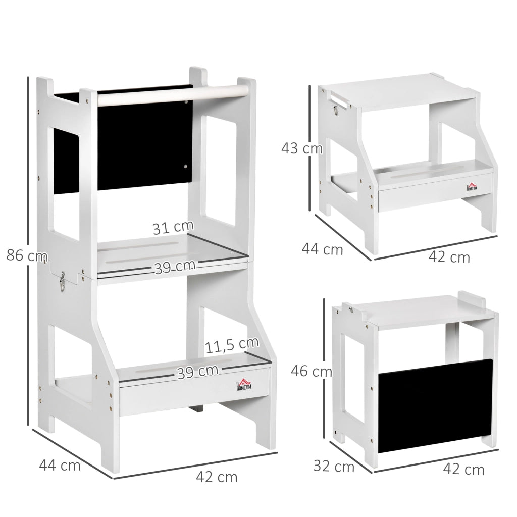 Scala di apprendimento 2 in 1 con scrivania e lavagna ¨C zephmum ¨C grigio 42x44x86 cm