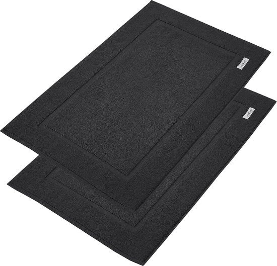 Set di tappeti da bagno in cotone, 2 tappeti da bagno, 100% cotone, asciugamano, assorbente, 1000 g/m² (antracite)