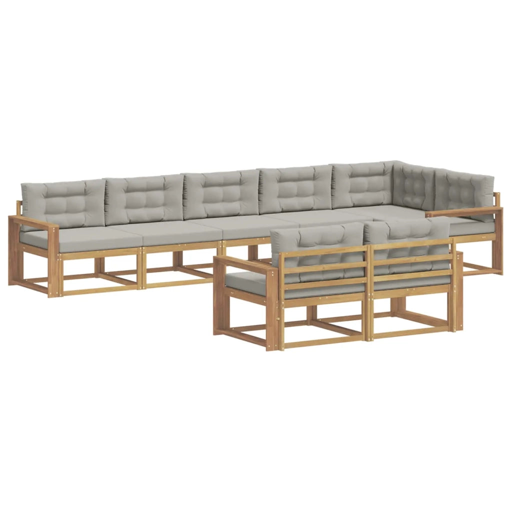 Set di divani da esterno 6 pz Bianco e Grigio Chiaro Poliestere 3386625