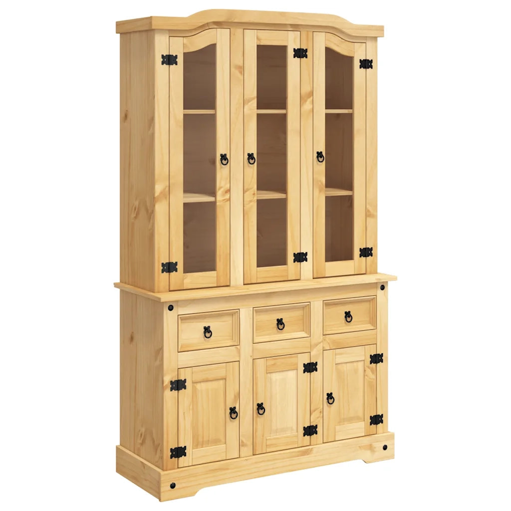 Credenza Corona Marrone 112x43x196cm in Legno di Pino Messicano 355085