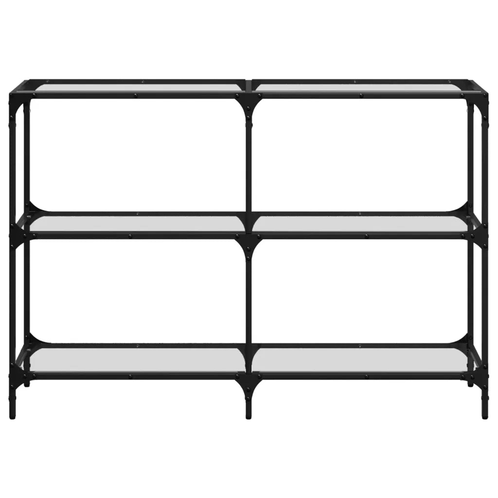 Tavolino Consolle Piano Vetro Trasparente 118,5x30x81cm Acciaio