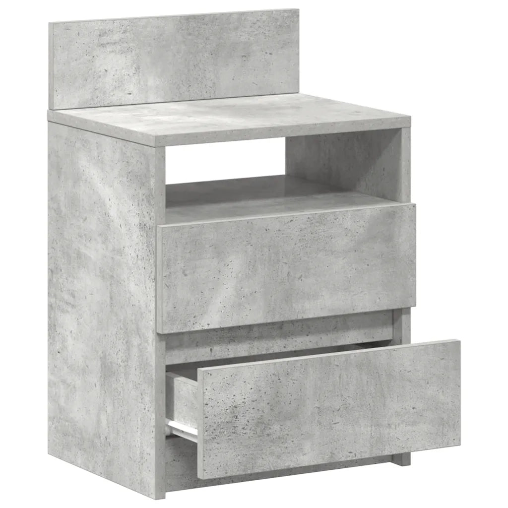 Comodini 2 pz con 2 Cassetti Grigio Cemento 40x33x60 cm