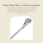 Bombilla in acciaio inossidabile - Yerba mate - Theepompoen - Rietto filtrante - Argento - Facile da pulire - Theepomp