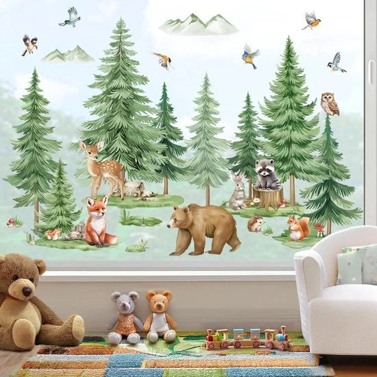 Sticker per finestra animali boschi grandi animali orso volpe decorazione finestra sticker per finestra antiurto doppia faccia decorazione finestra per finestre in vetro invernale estivo