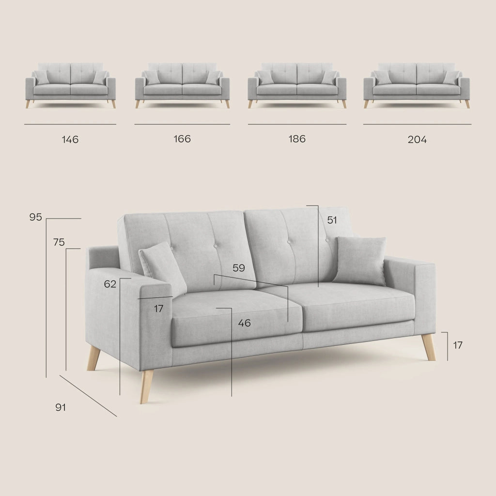 Danish Divano moderno in tessuto morbido impermeabile T02 166 cm blu