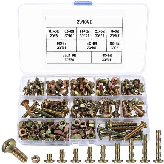 Set di viti e dadi premium da 190 pezzi per motocicletta e bicicletta - formato M6
