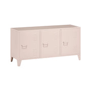 Credenza in acciaio, 3 ante, ripiani regolabili, beige stile industriale home office