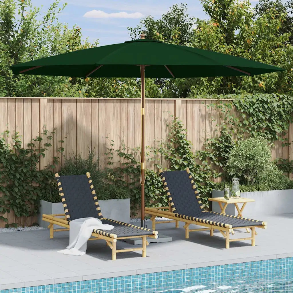 Ombrellone da Esterni-Ombrello da giardino con Palo in Legno 350 cm Verde