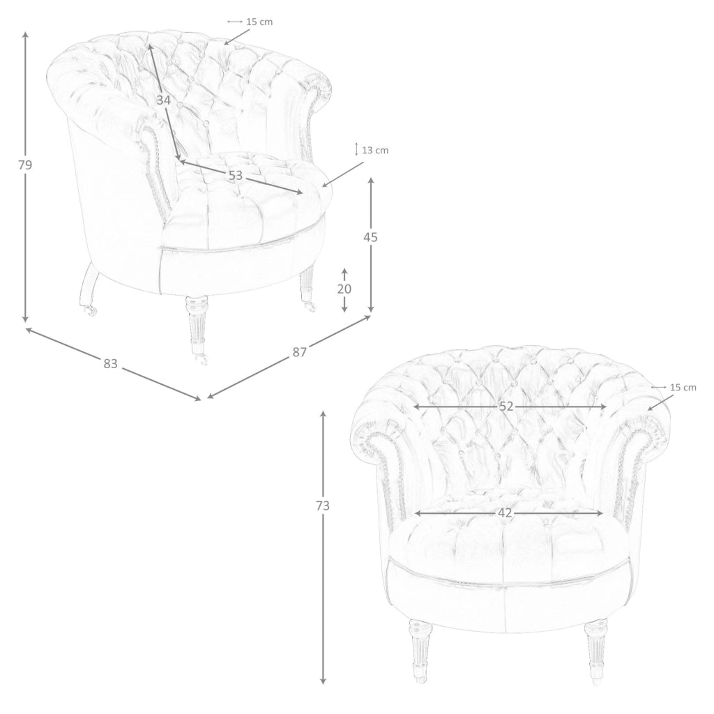 Poltrona Chester con seduta circolare in pelle marrone cognac