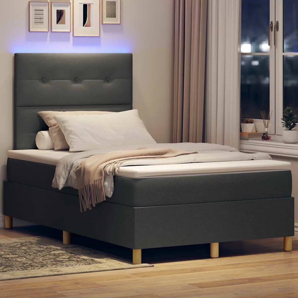 Letto a Sorgente LED Grigio scuro 120 x 200 cm Tessuto 3343090