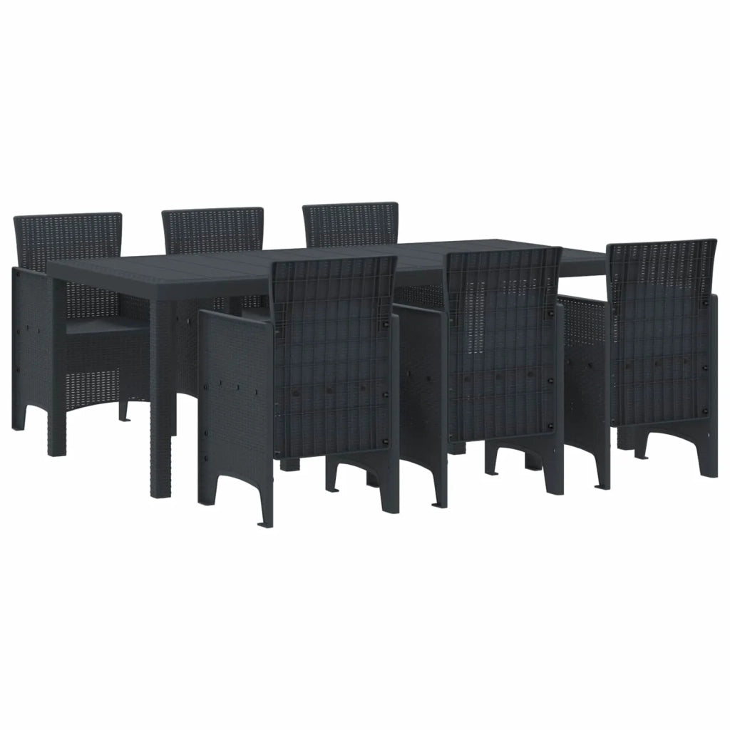 Set da Pranzo per Giardino 7 pcs Antracite Polipropilene 3378712