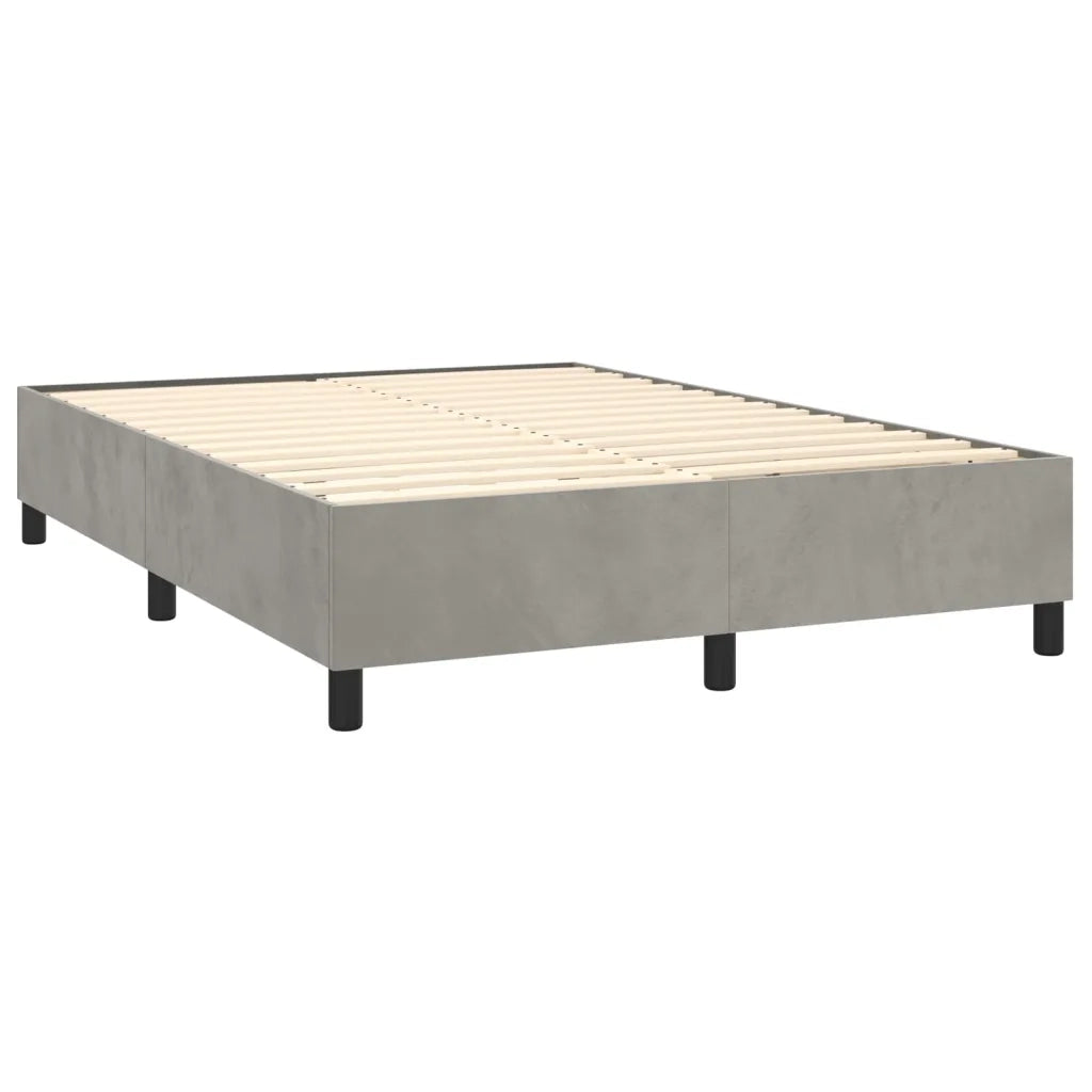 Letto a Molle Materasso e LED Grigio Chiaro 140x190 cm Velluto 3136299