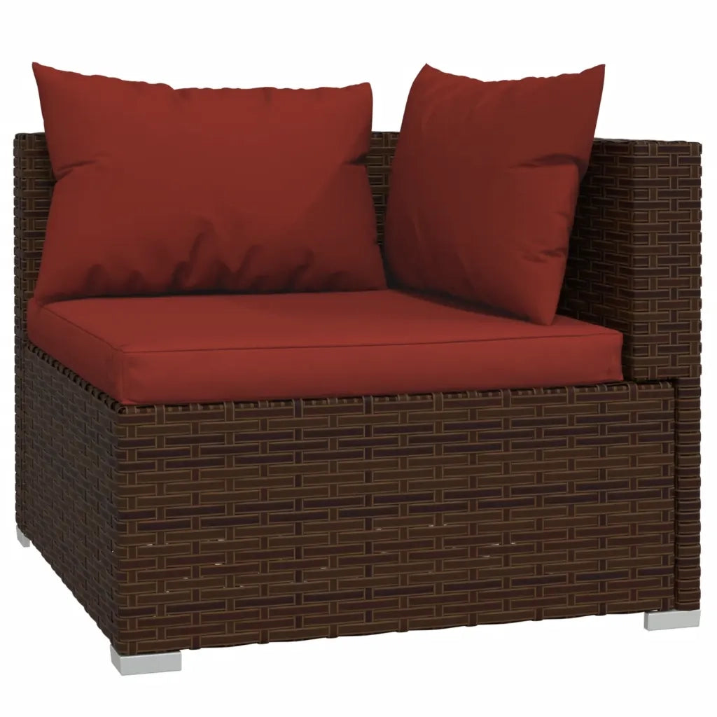 Set Divani da Giardino 9 pz con Cuscini in Polyrattan Marrone cod mxl 31388