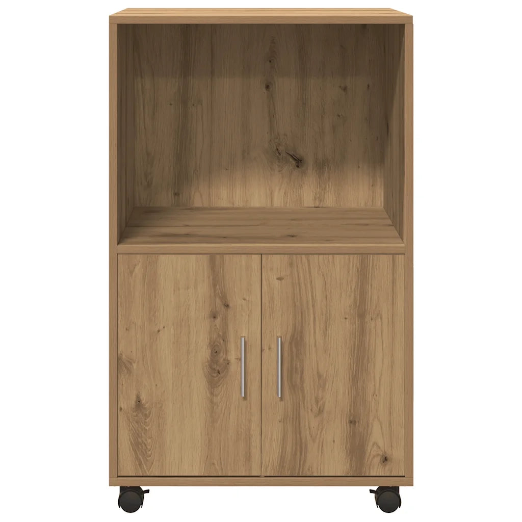 Armadietto con Ruote Rovere Artigianale 55x40x91 cm Truciolato 853190