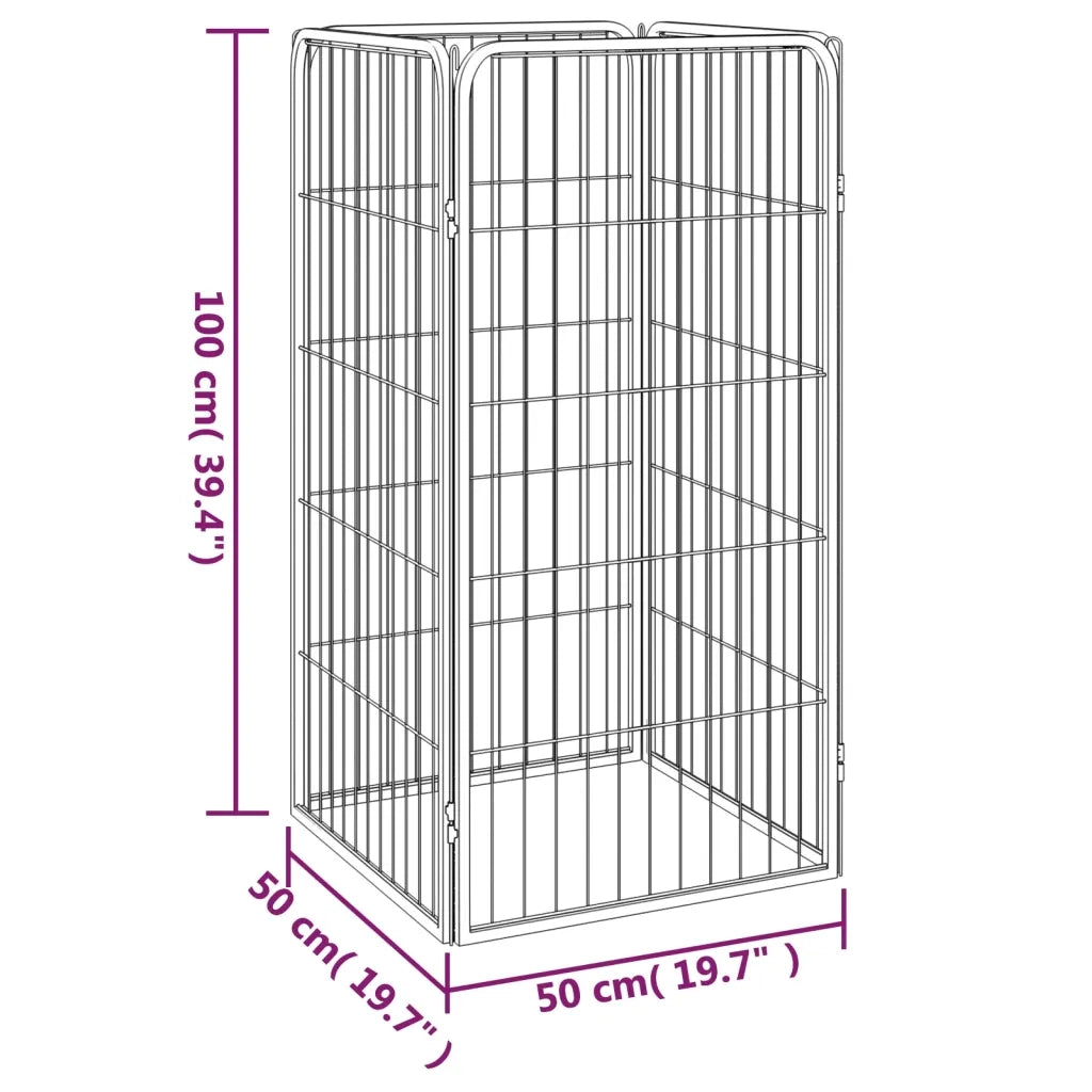 Box Cani a 4 Pannelli Nero 50x100cm Acciaio Verniciato Polvere 171793
