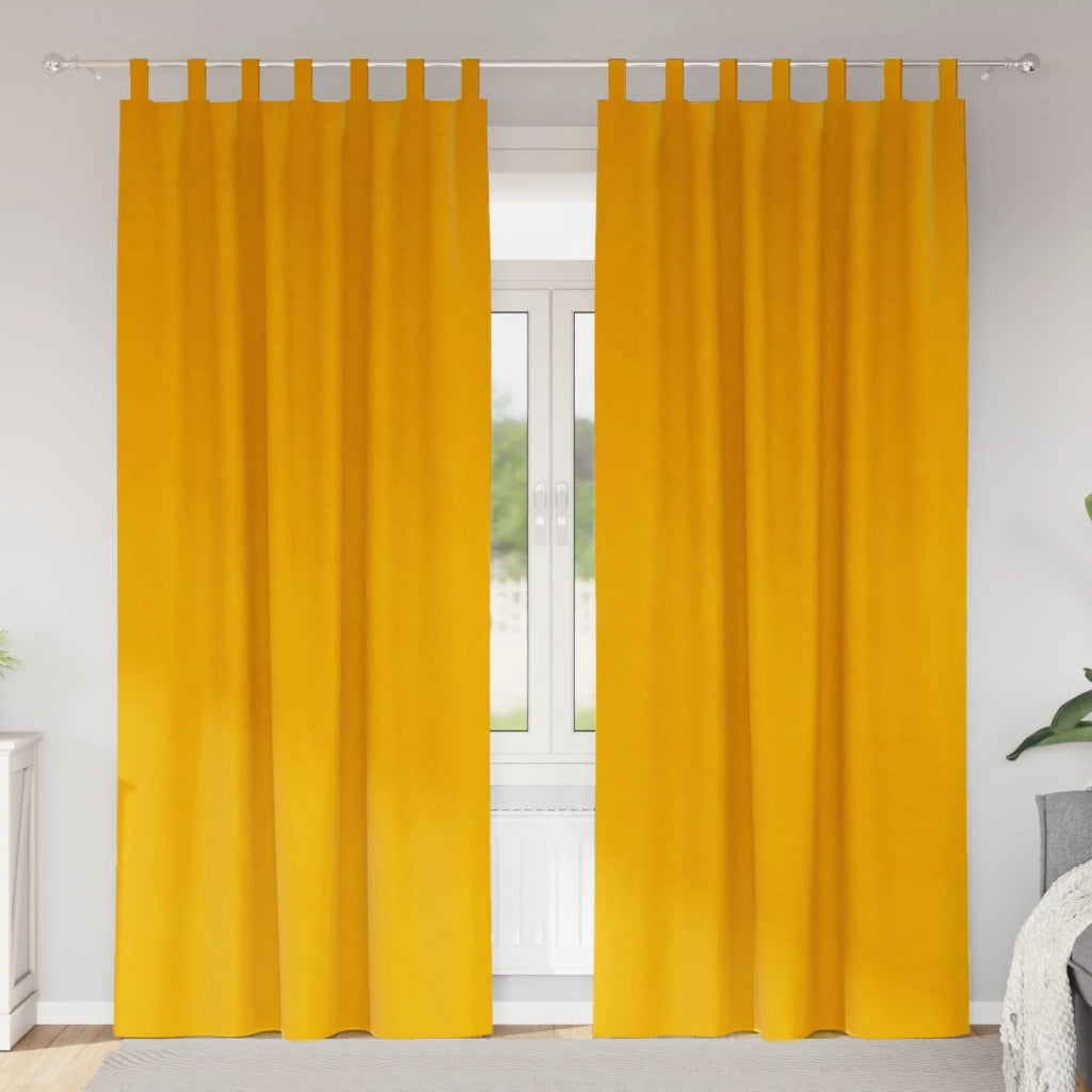 Tende Oscuranti | Tende Blackout 2 pz Giallo senape 140 x 225 cm Velluto