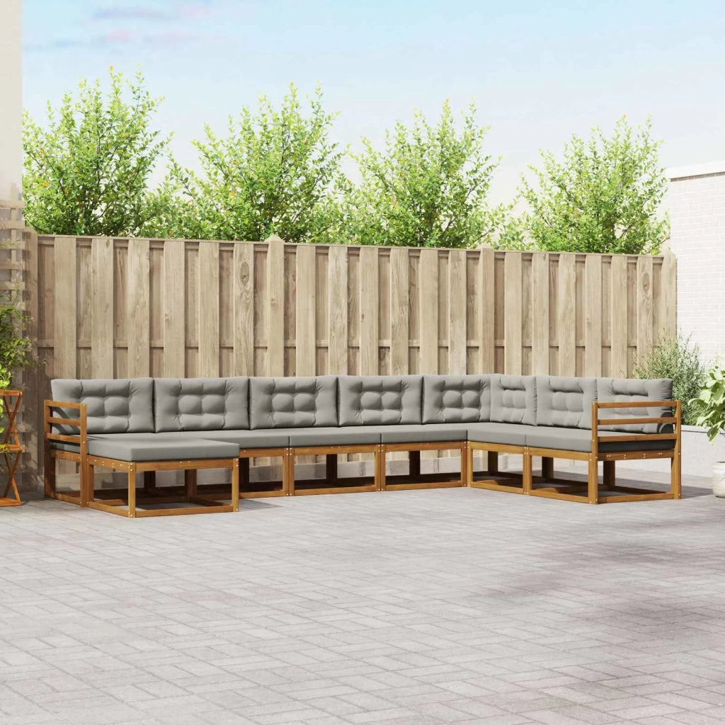 Set di divani da esterno 8 pcs Grigio Naturale e Chiaro