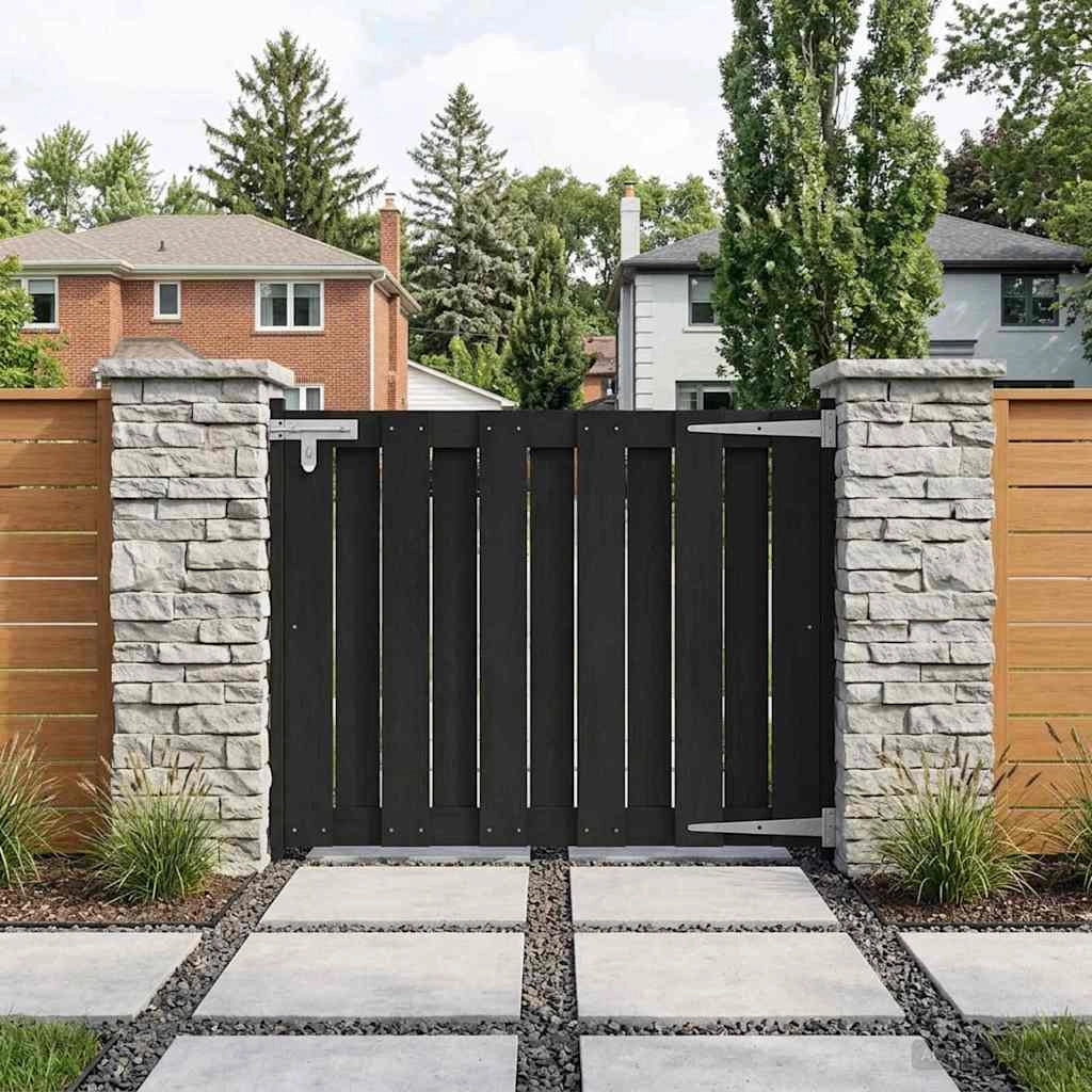 Cancello da giardino 100 x 80 cm WPC e Alluminio Nero 42039042
