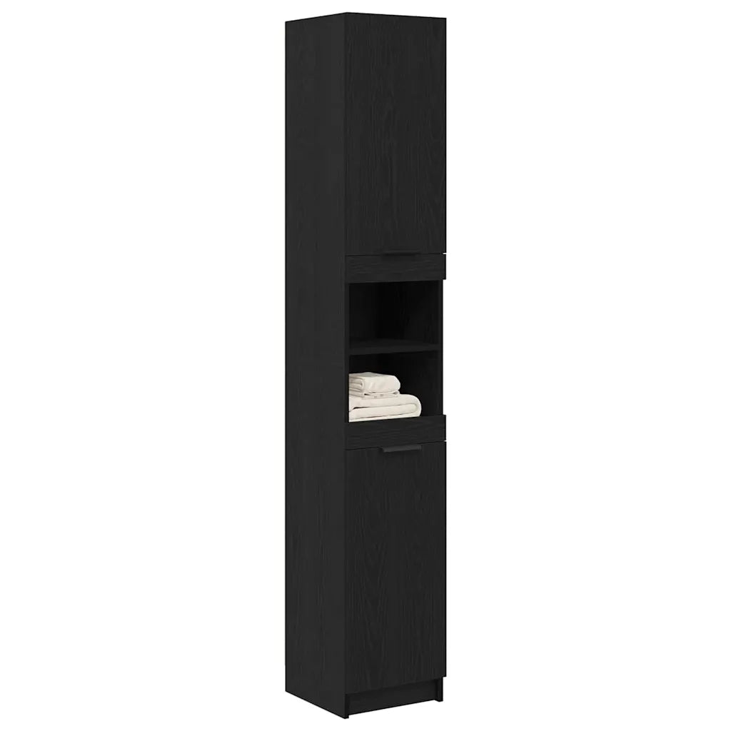 Mobile da Bagno con lo scaffale Rovere nero 32 x 34 x 188,5 cm 862097