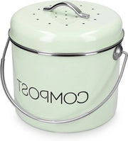 Bacca compost metallica - 5L contenitore per rifiuti di giardino - verde menta