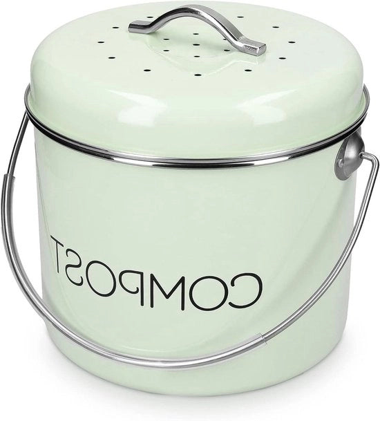 Bacca compost metallica - 5L contenitore per rifiuti di giardino - verde menta