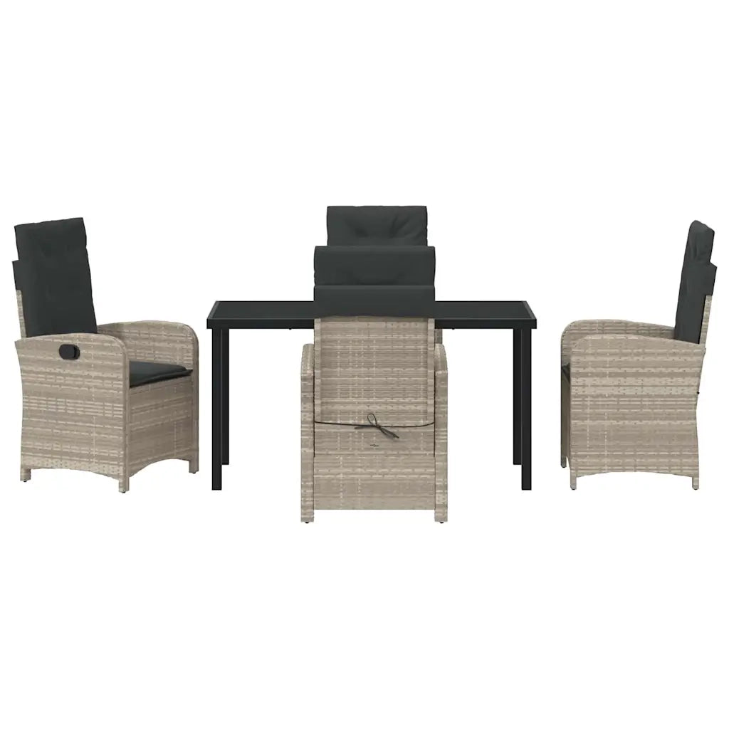 Set da Pranzo per Giardino 5 pcs Grigio chiaro polyrattan 3380297