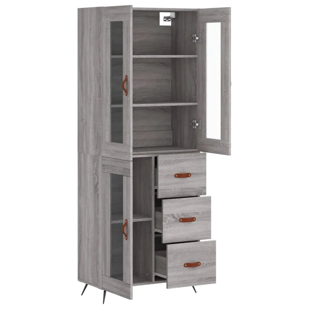 Credenza Grigio Sonoma 69,5x34x180 cm in Legno Multistrato 3198575