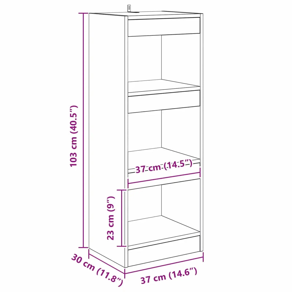 Armadio per Libri 3 livelli 37 x 30 x 103 cm Rovere nero 880455