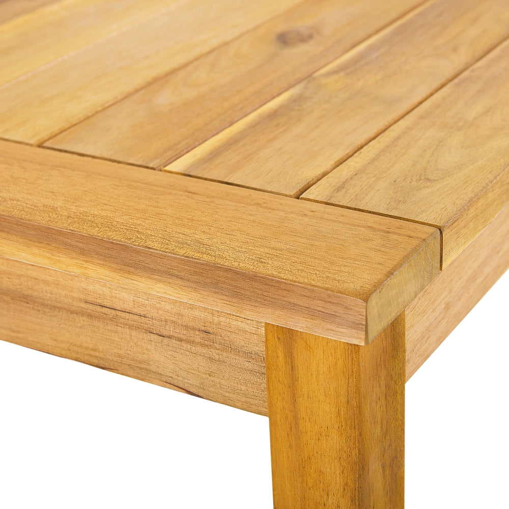 Set Conversazione da Giardino in Legno di Acacia Chiaro con Cuscini Grigi Divano con Poltrone e Tavolino